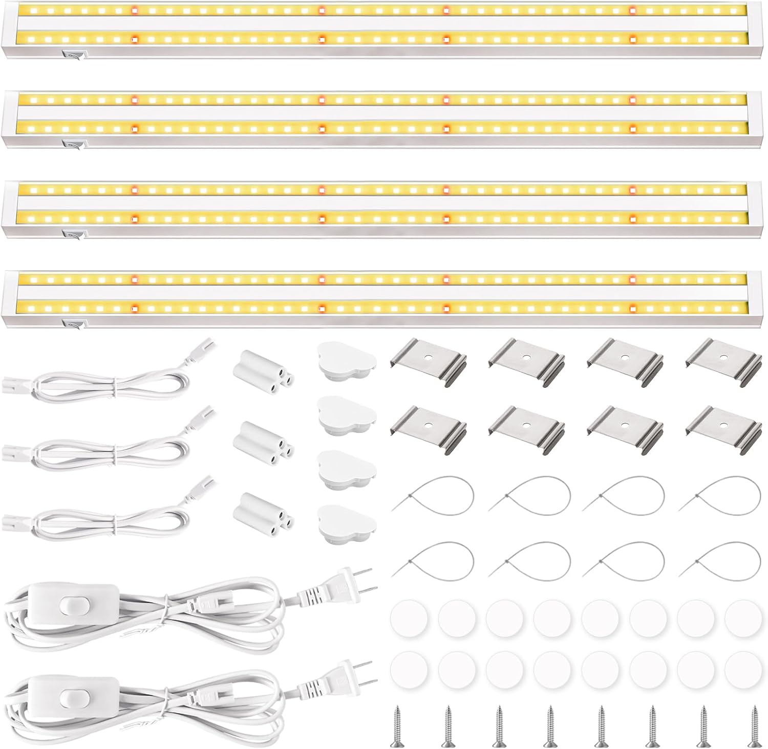 FOXGARDEN Grow Lights for Indoor Plants, 2FT 40W (4×10W) Full Spectrum LED Plant Growing Lamp, Grow Light Strip, Grow Light for Seed Starting, Plug and Play, Separate Switch, 4-Pack