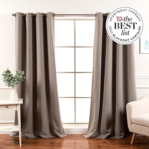 Miniatura 2 de Best Home Fashion Paneles de cortinas opacas con aislamiento térmico de alta calidad para dormitorio, ojales en la parte superior de bronce antiguo,