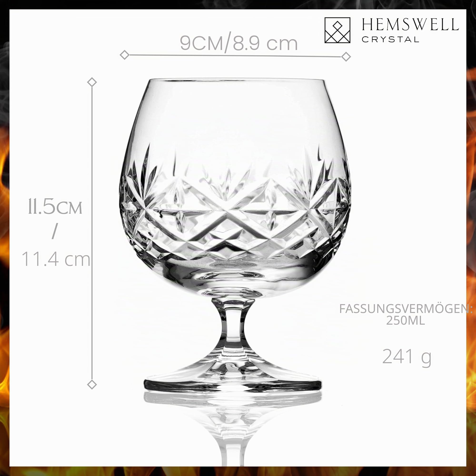 Brandy-/Cognac-Glas 250 ml – Einzelstück in bleifreiem Kristall mit schwerem Boden & Geschenkverpackung – Snifter für Brandy, Whisky & Genussmomente - Glenrigg