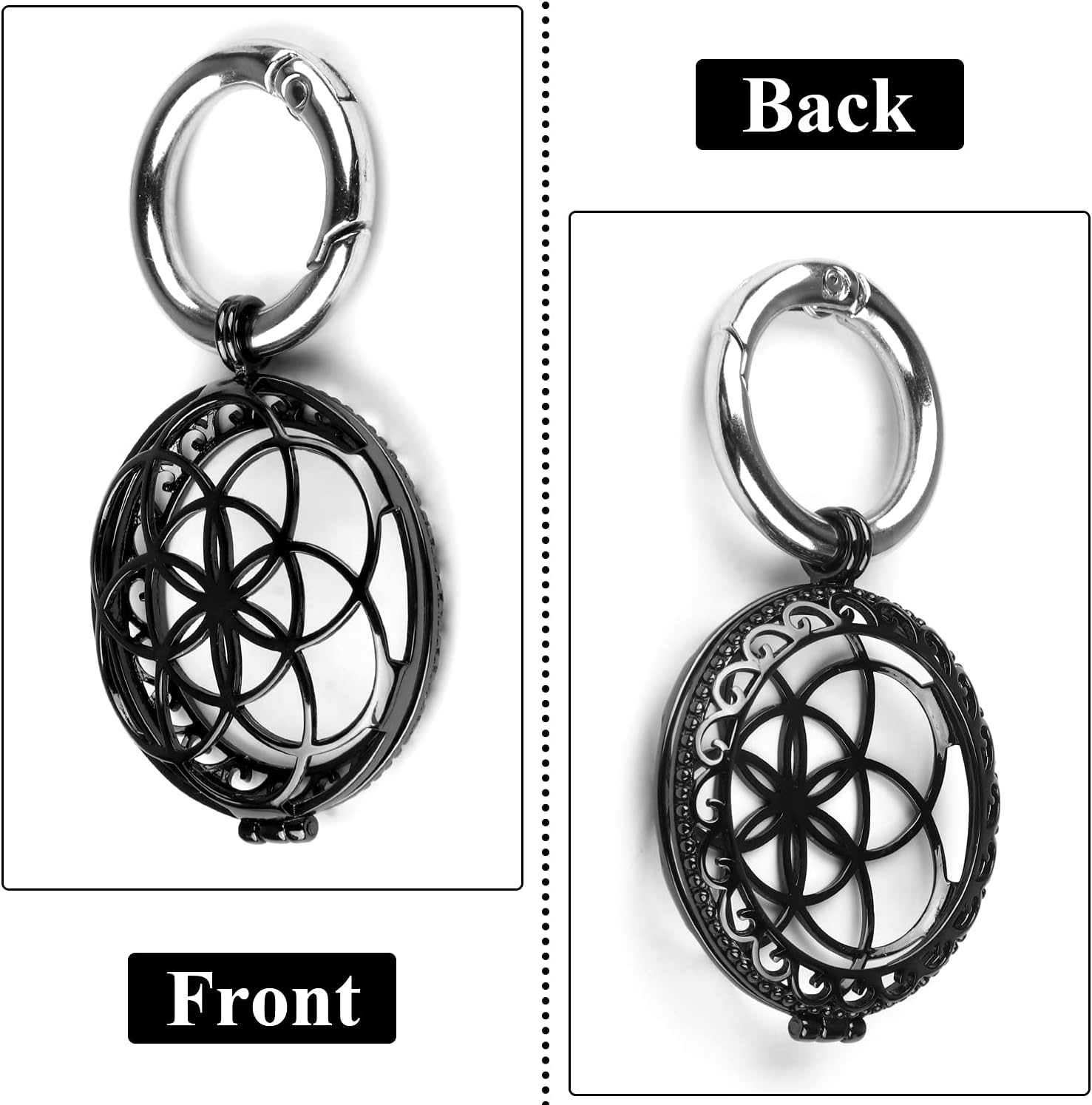 viivy viyiv metal case compatible with apple airtag for women girls hollow out protective cover keychain holder for air tag finder black