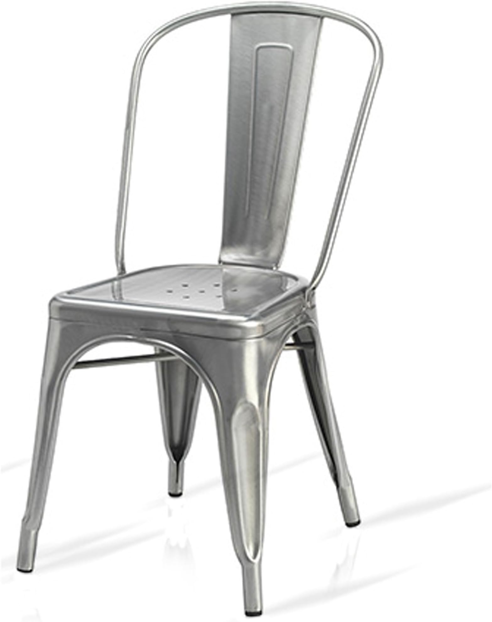 Household Discount New Tolix Style Silver Metal Bistro Chairs Brushed Steel With Clear Lacquer. Pauchard Retro Cafe Bar.