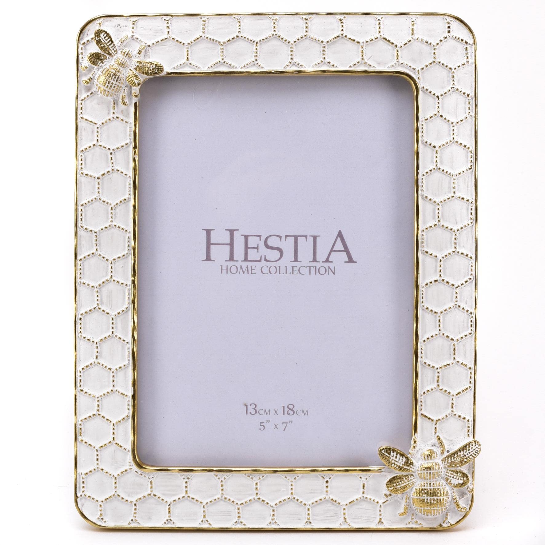 Hestia Honey Bee Honeycomb Design Photo Frame for 5" x 7" Photo