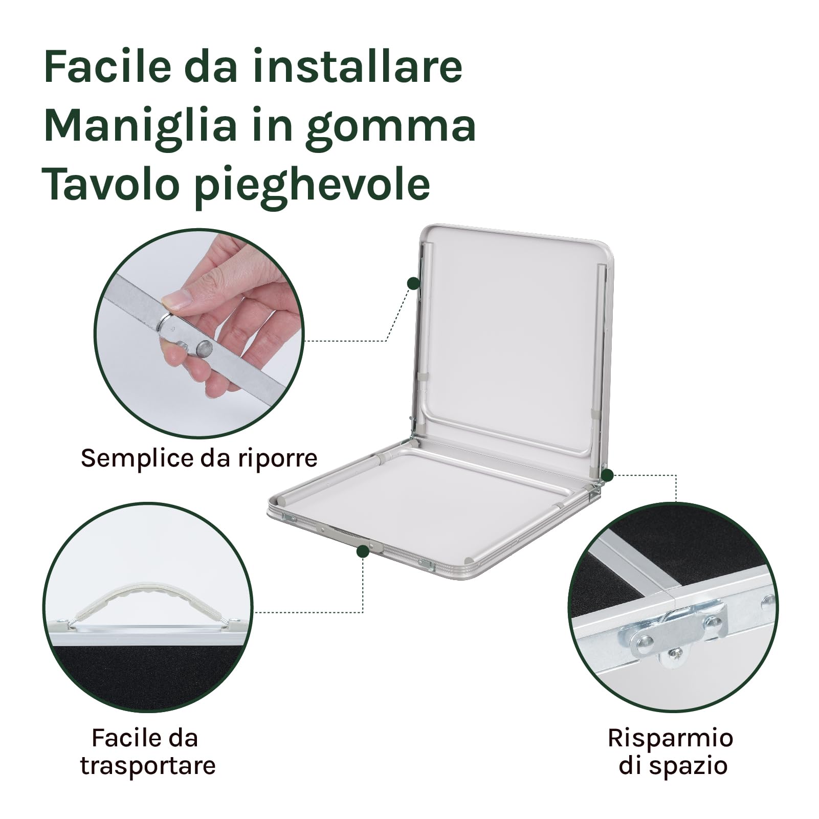 WOLTU Tavolo da Campeggio Pieghevole Portatile con Maniglia per Picnic Giardino Altezza Regolabile in Alluminio MDF 120x60x55/70cm