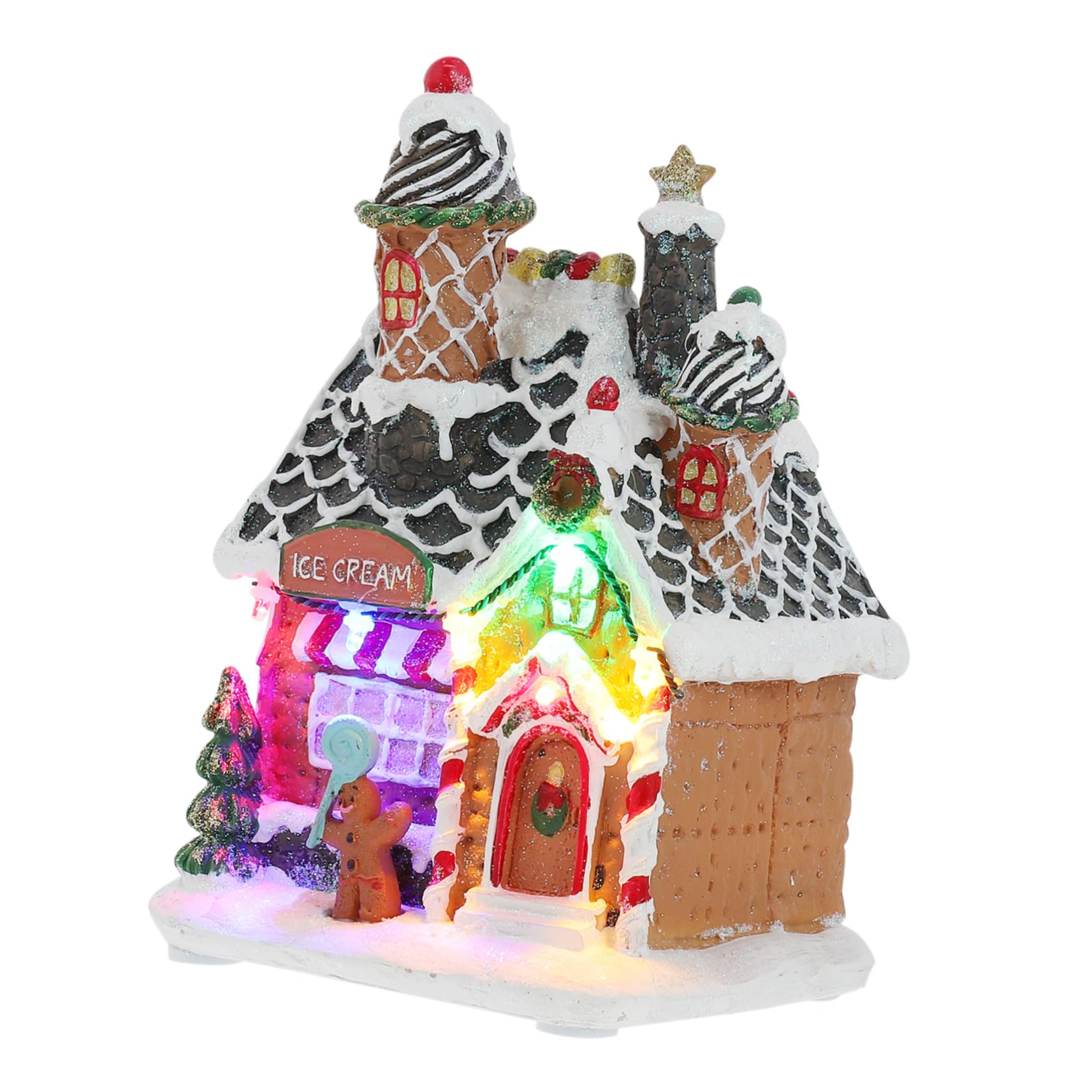 Casa Luminosa De Resina Navideña Decorativa para Manualidades, Adorno Luminoso De Escritorio Luces Led, Diseño Casa De Nieve para Decoración Interior y Ambiente Festivo, Unidad Única