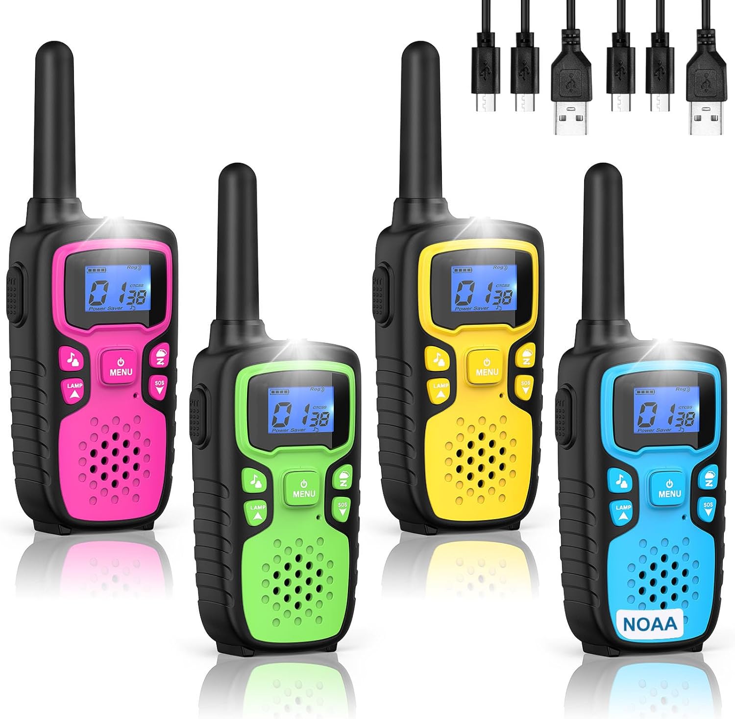 Wishouse Walkie Talkies for Kids Rechargeable Long Range,Xmas Birthday Gift for 4 5 6 7 8 9 Year Old Boys Girls,Hiking Gear Camping Games Cool Toys with NOAA,SOS Siren,Lamp,Lanyards,Easy to Use,4 Pack Wishouse Walkie Talkies for Kids Rechargeable Long Range,Xmas Birthday Gift for 4 5 6 7 8 9 Year Old Boys Girls,Hiking Gear Camping Games Cool Toys with NOAA,SOS Siren,Lamp,Lanyards,Easy to Use,4 Pack