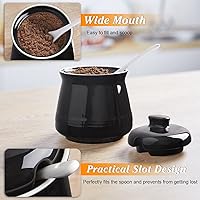 Vista 5 de Azucarero DAYYET con tapa y cuchara, tazón de azúcar de cerámica de 12 oz con cuchara, recipiente de azúcar para barra de café, tazón dispensador