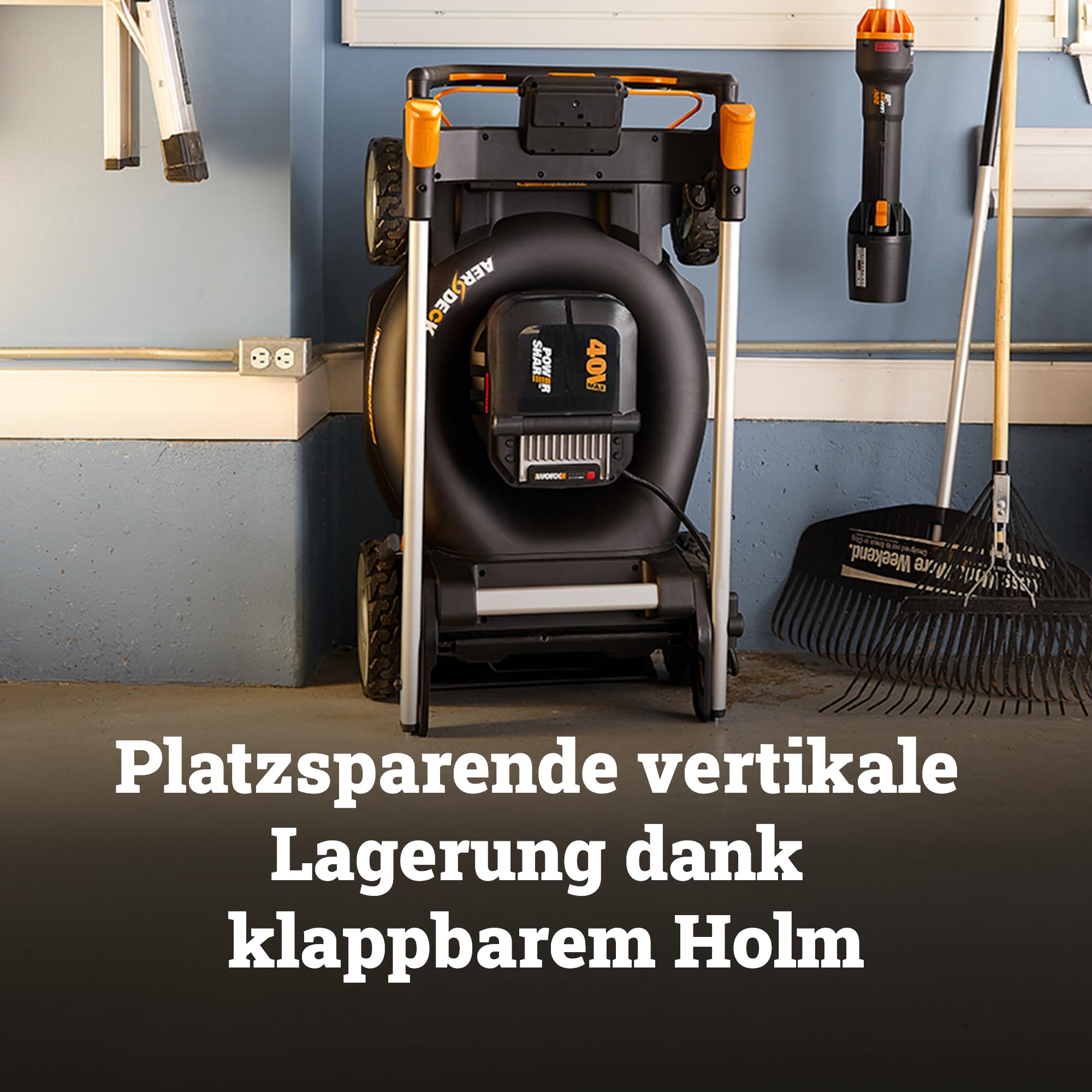 WORX WG760E 40V Akku-Rasenmäher 51cm, bis max.600 m², bürstenloser Motor, 80L Fangkorb, 7-fache Schnitthöhe, Selbstantrieb, IntelliCut & 3-in-1 Funktion, inkl. 2X 5.0Ah Akkus & Dual-Ladestation