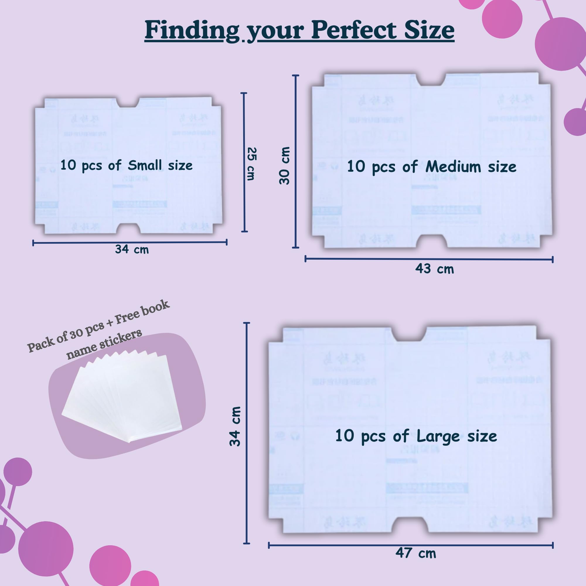 (30 Books) Transparent Protective Book Covers, Waterproof Self-Adhesive Book Cover for Office School Textbook Protective Case Lamination for Books, Clear Set with Name Labels, A4/16K/22K Sizes, 3