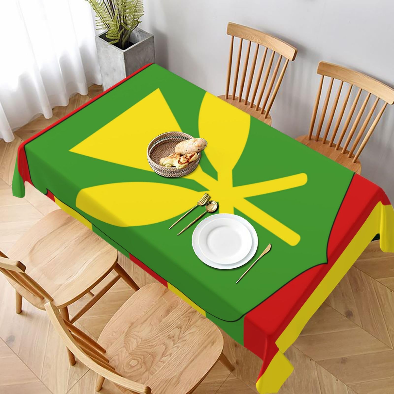 BNVSADC Native Hawaiian Flag Printed Rectangle Tablecloth 228x152 CM, Water Resistant Polyester Table Cloth Decorative Fabric Table Covers for Kitchen Dining Table Parties Camping
