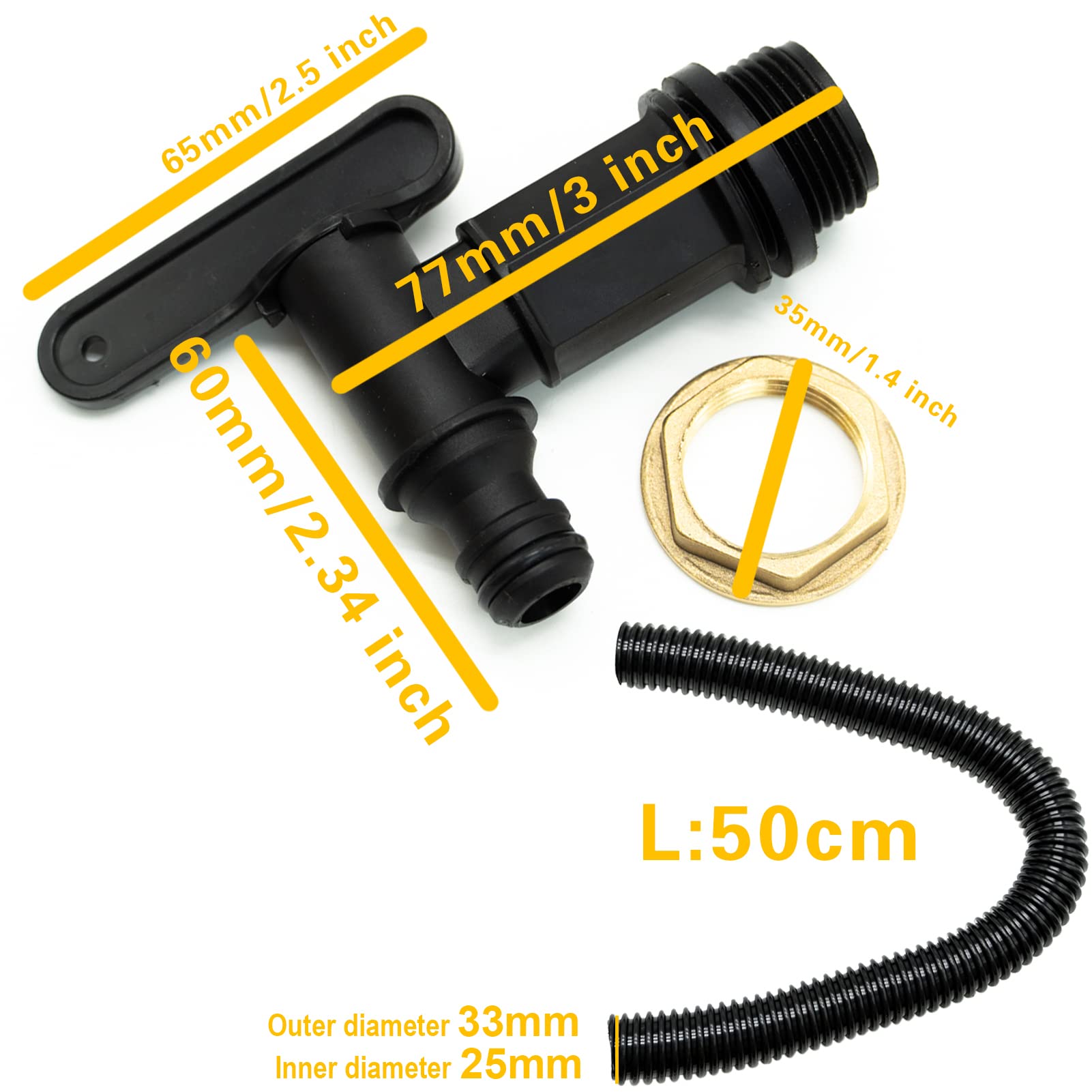 2 Stück Wasserhahn Für Regentonne – 1,9 Cm (3/4 Zoll) BSP-Gewinde, Aus Messing & Kunststoff