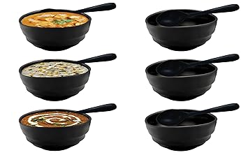 6 Piece Multipurpose Melamine Serving Bowl with Spoons for Snacks, Salad, Soup, Ice Cream, Gravies, Vegetables, Namkeen, Cereal, Fruits, Maggi, Pasta, Dry Fruits, Desert etc