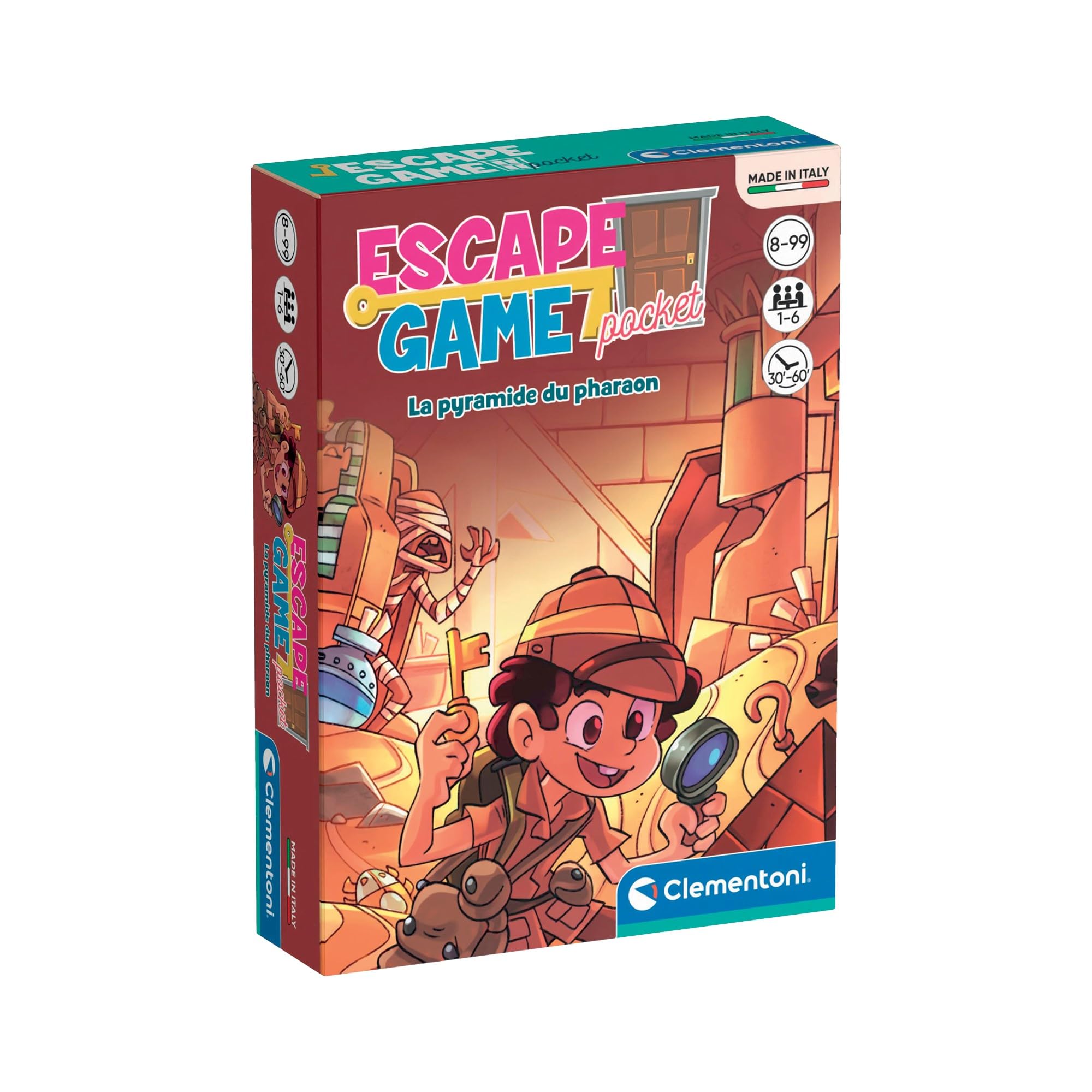 Clementoni Escape Game Pocket - La Pyramide du Pharaon pour Enfants 8 Ans+ Carte