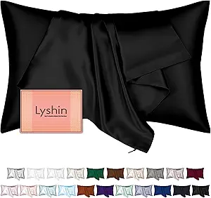 Mulberry Silk Pillow Cases King Size with Hidden Zipper, Ultra Smooth and Soft Breathable Cooling Silk Satin Pillowcase for Hair and Skin, Gifts for Women Men (Black, 20x36 Inches, 1 Pack)