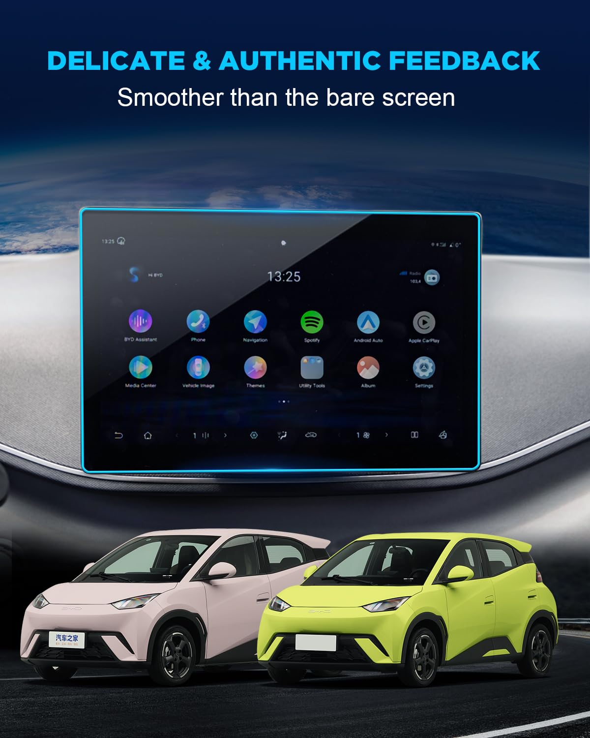 Pellicola protettiva in vetro temperato da 10,1 "+7" compatibile con BYD Dolphin Surf/Seagull 2025+ Navigation+Pannello strumenti pellicola protettiva – Pellicola protettiva in vetro temperato