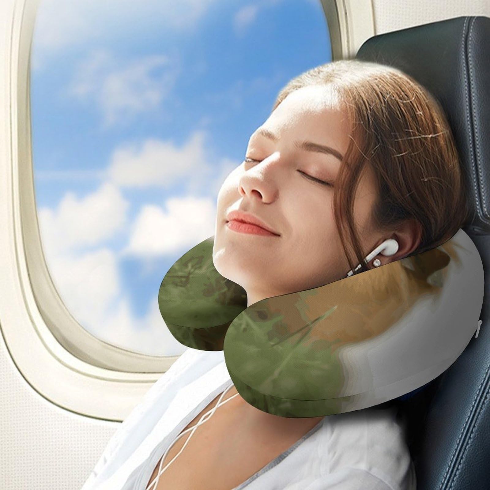 Smiling (7) Cuscino a forma di U, nucleo in memory foam, cuscino per fornire supporto per il collo, cuscino da viaggio, adatto per aerei, auto, case e uffici.