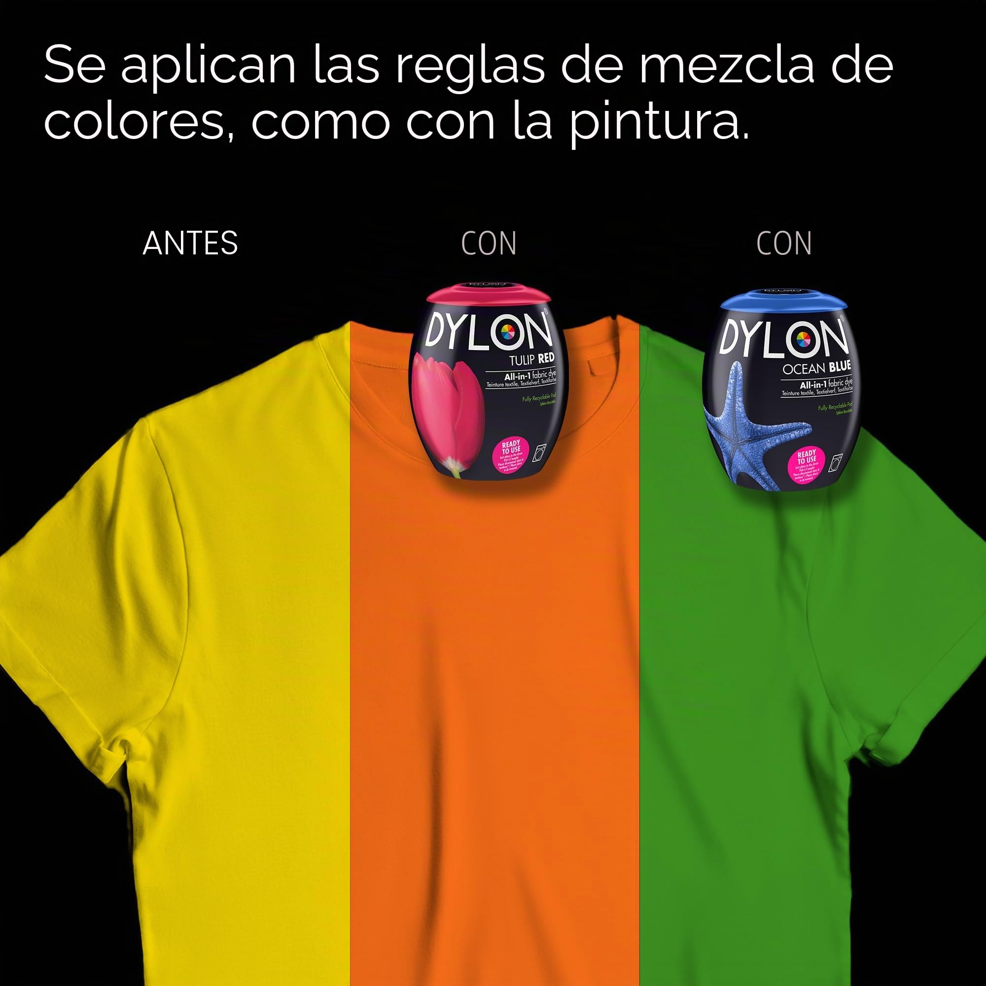 New Dylon - Paquete de 3 cápsulas de tinte negro intenso para máquina de 350 g