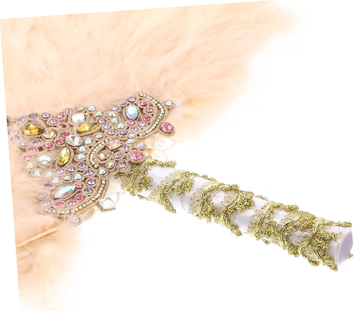 STOBAZA Handheld Rhinestone Plume Fan for Weddings Delicate Bride Fan Elegant Design Photography Prop for Special Events Sturdy and Accessory