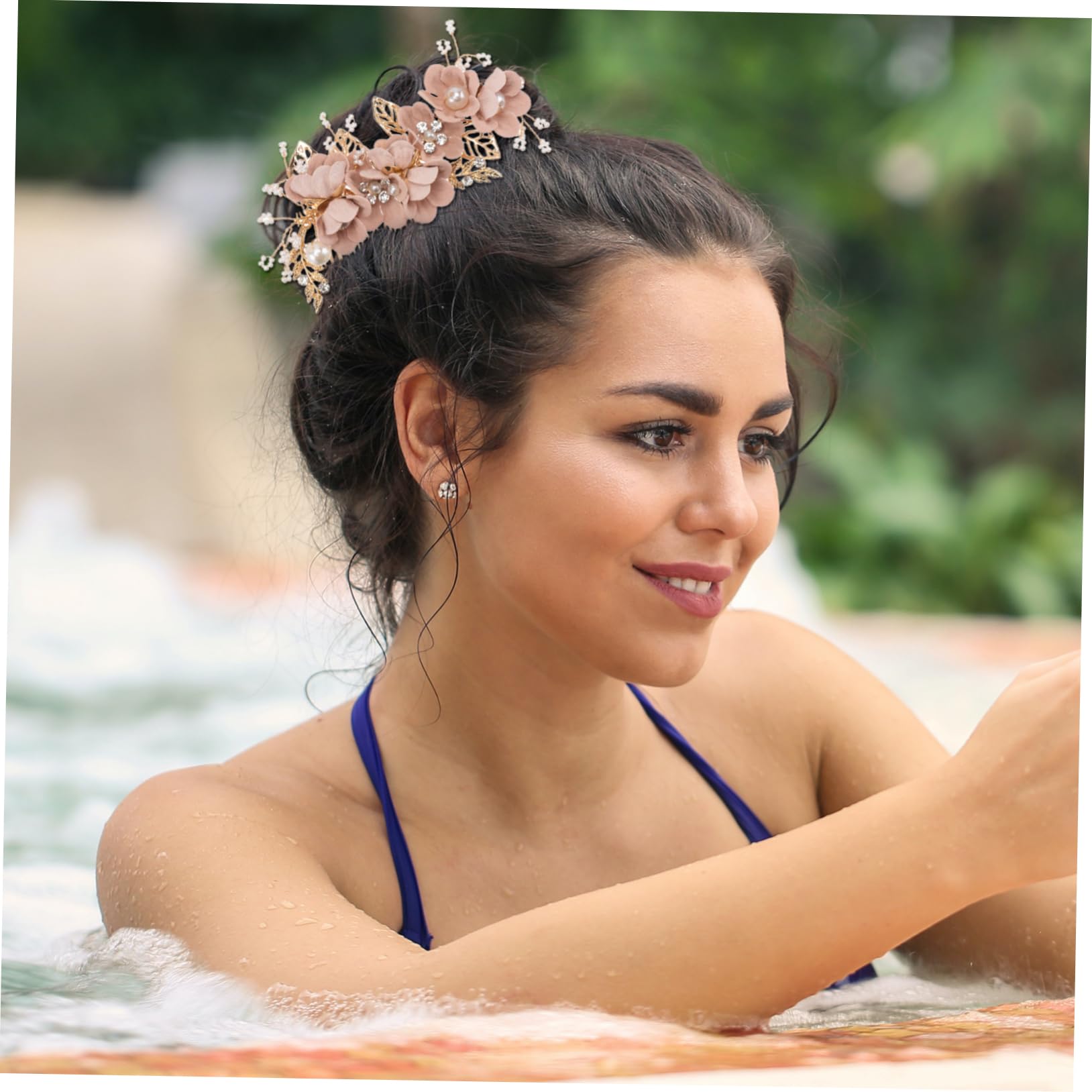 FRCOLOR 9stücke Braut Haarschmuck Mit Wasserstein Blumen Haarspangen Für Hochzeiten Und Besondere Anlässe Eleganter Haarkamm Für Bräute Und Brautjungfern