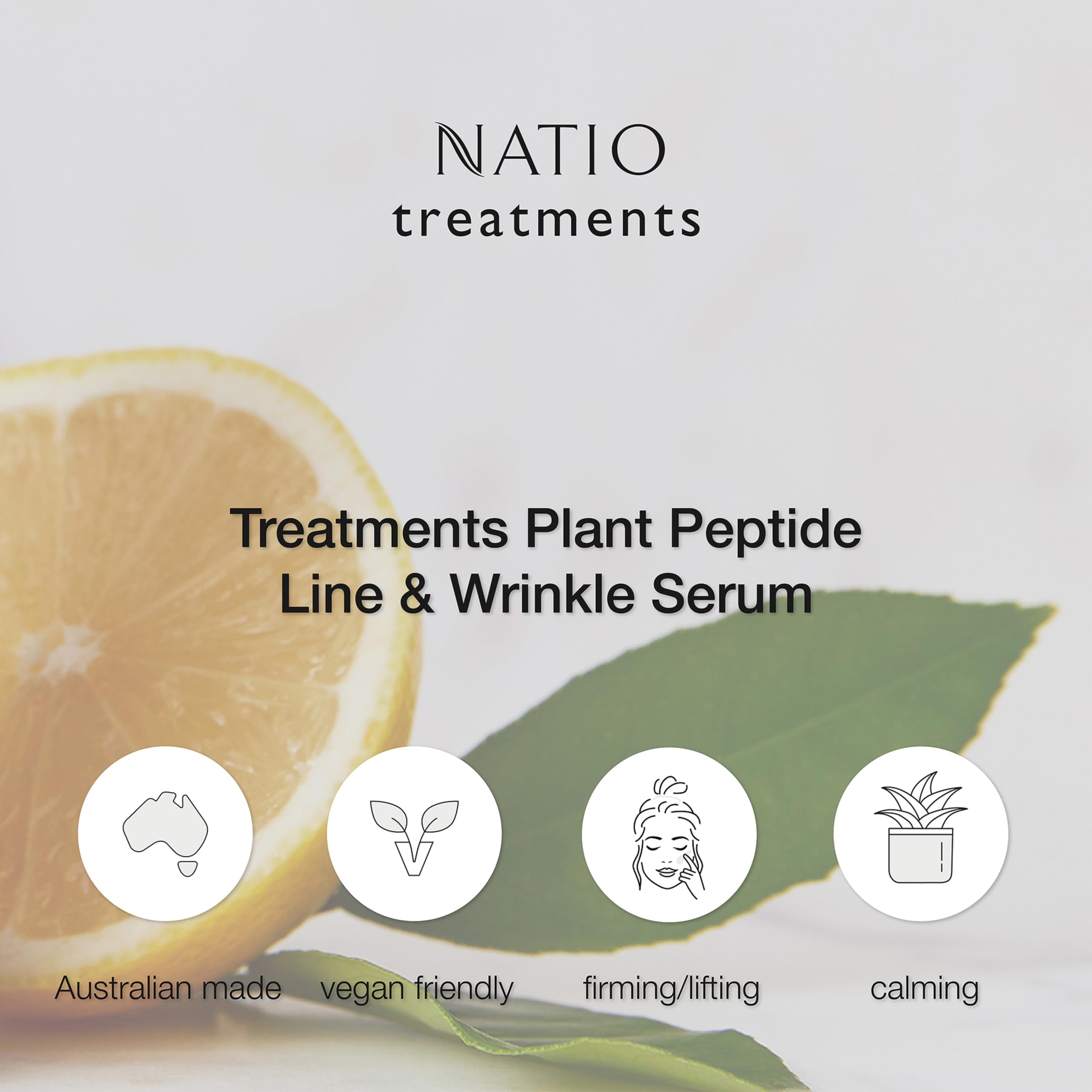 Natio Australia Traitements Sérum Rides et Ridules Aux Peptides Végétaux - Sérum Anti-Vieillissement à Base de Céramides - Sérum Visage - 30 ml