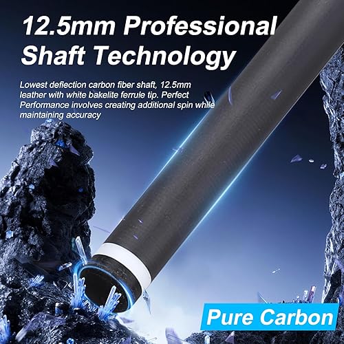 Miniatura 11 de CROWN ME Carbon Fiber Pool Cue Stick, 12.5mm Tip Soft Grip Billiard Carbon Fiber cue, Weight 20OZ Cue Stick, 58" Pool Table Sticks