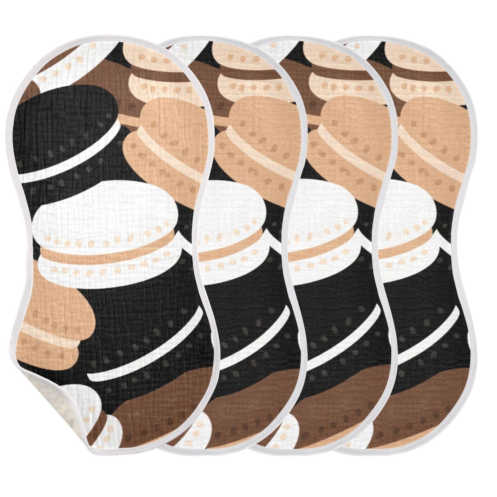 Grand bavoir coton pour repas de bébé lot de 4 motif biscuit
