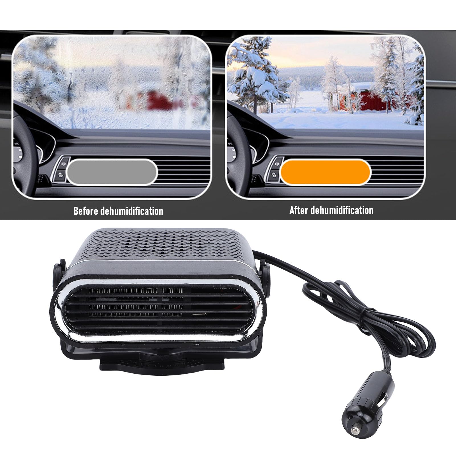 Goshyda Riscaldatore per Auto, Riscaldatori per Auto Portatili da 150 W a 2 Marce per Veicoli, Sbrinatore per Parabrezza a Riscaldamento Rapido Silenzioso per Camion SUV