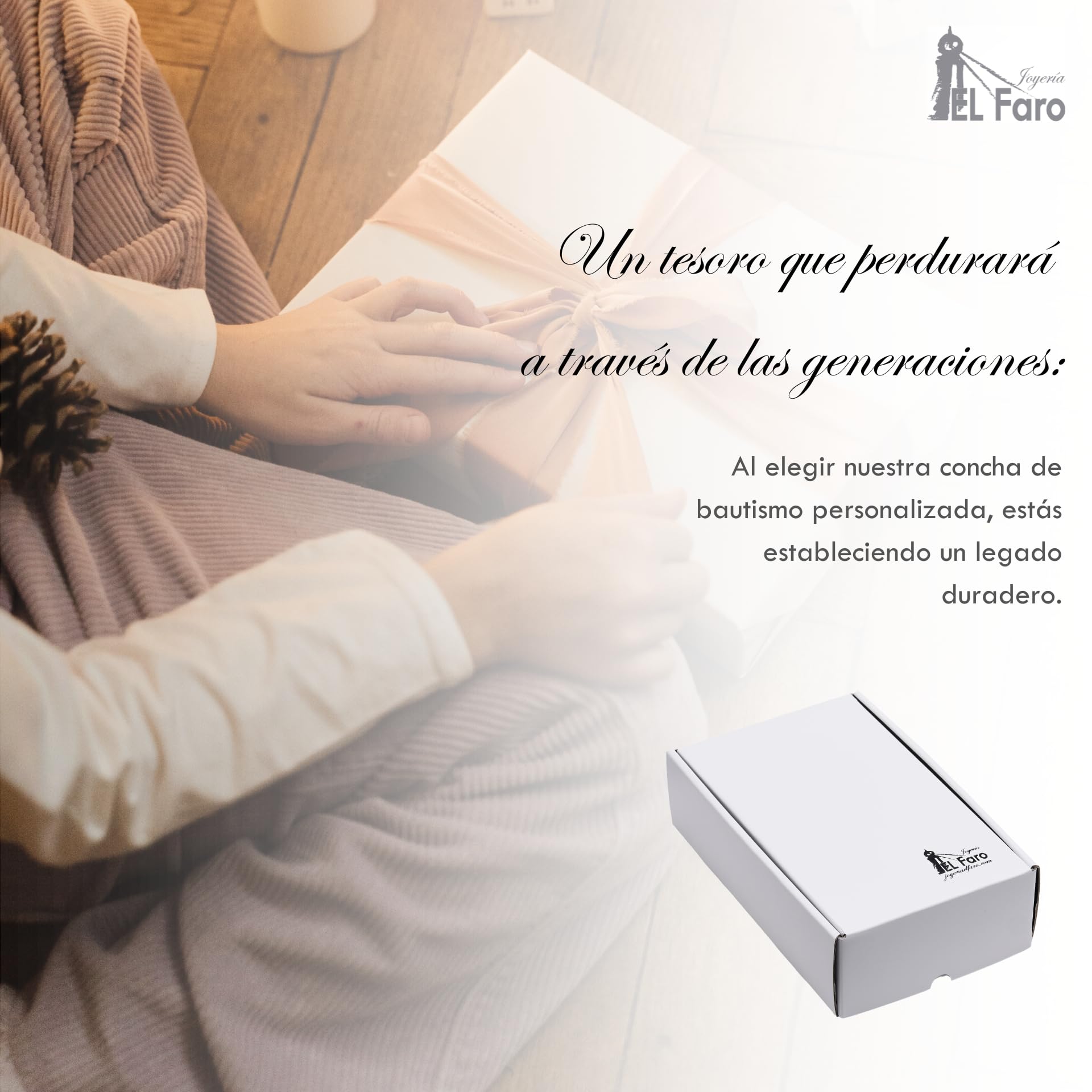 JOYERÍA EL FARO | Concha bautismal | Concha bautismal grabada | Grabado personalizado | Presentación en estuche premium | Un regalo para toda la vida — view 4