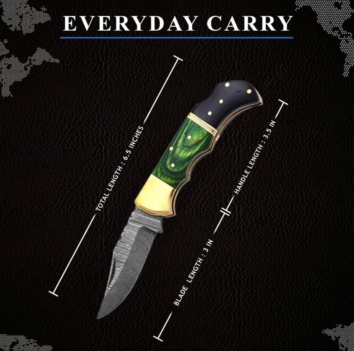 Limited Edition , Damascus Pocket knife , Damascus Knife , Pocket knife men , Damascus Folding Knife , Knife with sheath , Indoor & Outdoors Activities , Damascus Hunting knife , Folding Hunting Knives , Folding Pocket Knife (Green Wood)