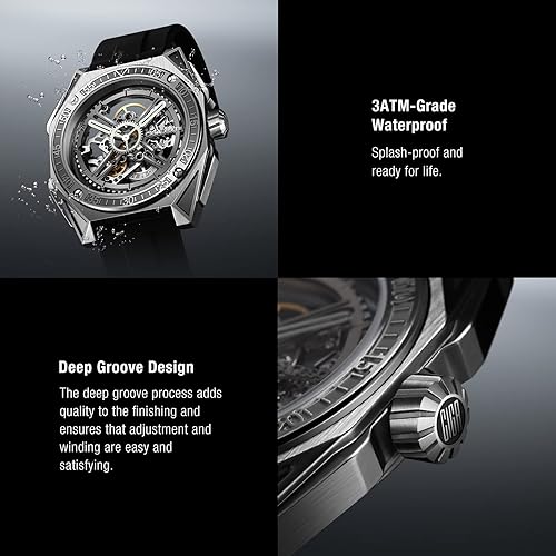 Miniatura 8 de CIGA Design Reloj mecánico automáticomanual de la serie Magician, caja desmontable de acero inoxidabletitanio, cristal de zafiro, correa de