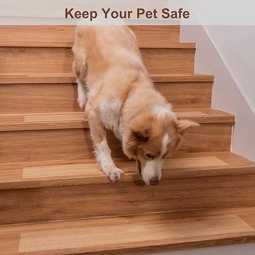 Miniatura 4 de Spurtar Paquete de 15 caminos de escalera de 6 x 32 pulgadas para escalones de madera en interiores, cinta de agarre transparente antideslizante