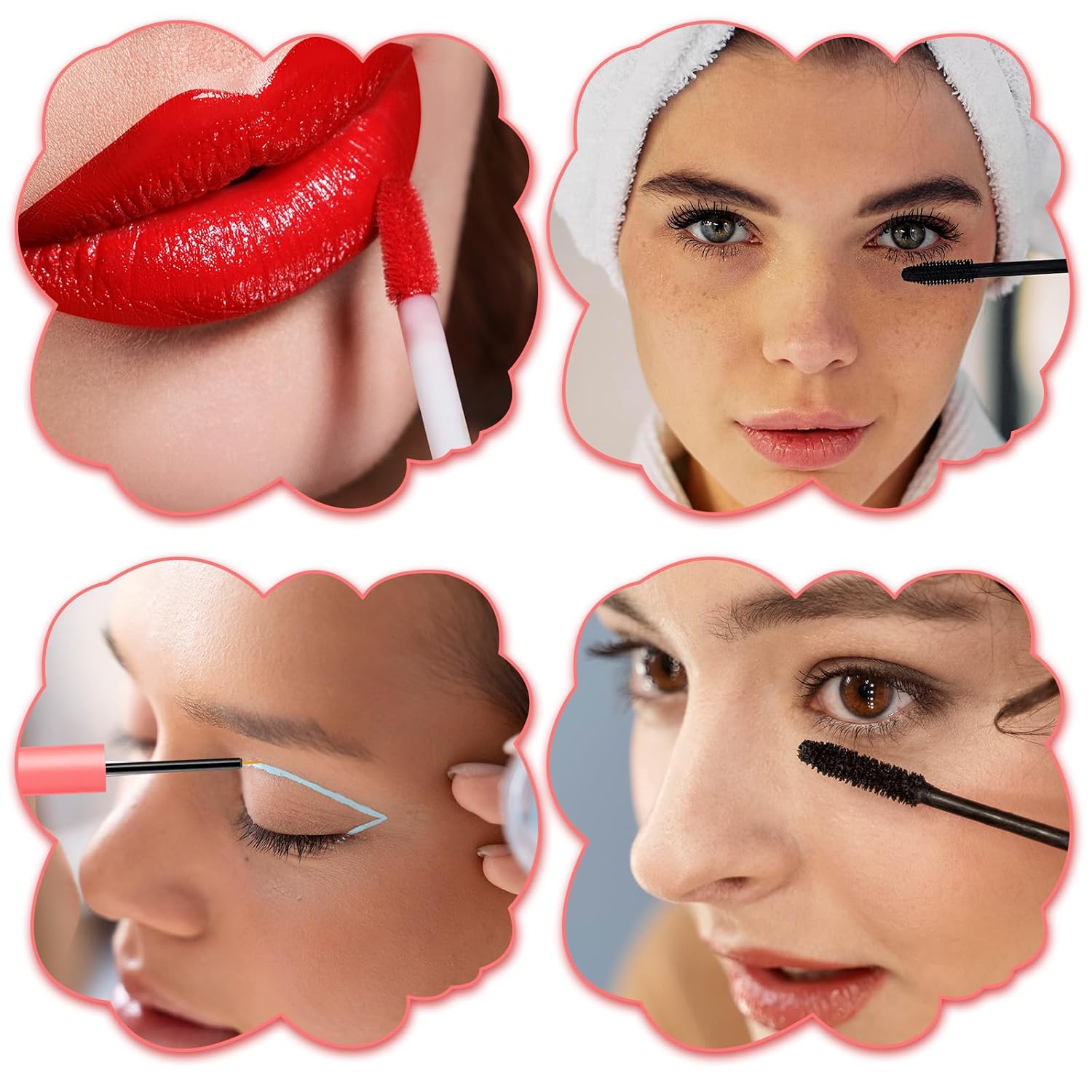 3 PCS Mascara Tube, 10 Ml Clear Empty Empty Lash Serum Bottle Refillable Pink Eyeliner Container Set with 3 PCS Leak Stoppers for Women Girls Daily Travel Carrying