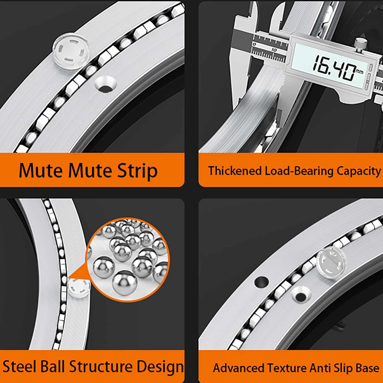 Lazy Susan - Rodamiento giratorio de aleación de aluminio de 61 cm, diseño antideslizante para mesa de comedor y banco de trabajo, rodamiento giratorio de 600 mm para un fácil acceso y nizat