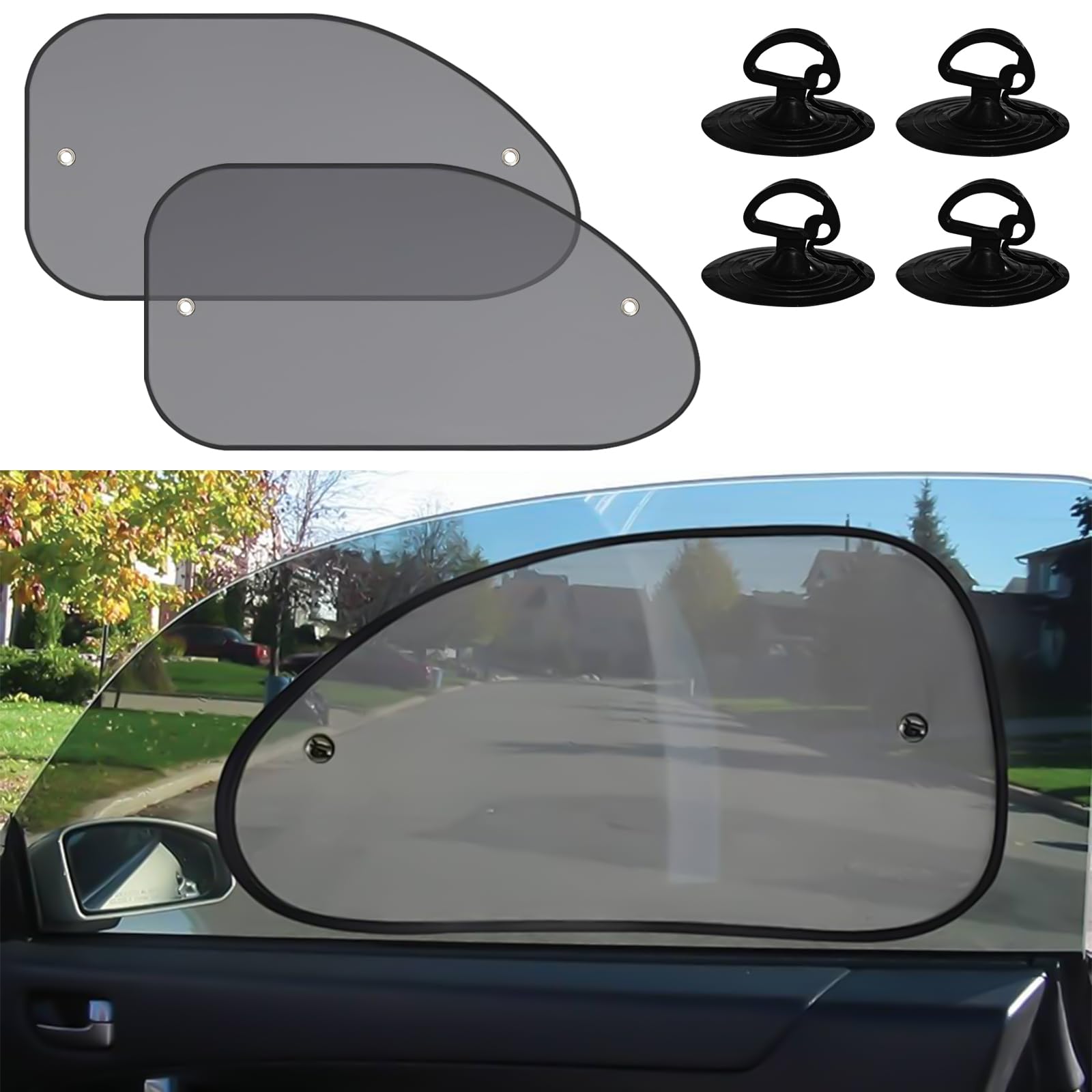 BEYPOVK 2 PCS Car Window Shades for Baby, Sun Shade for Car Side Window, Car Cooling Window Covers with Suction Cups, Universal Driver Passenger Window Screens for Most Cars, Trucks and Vans