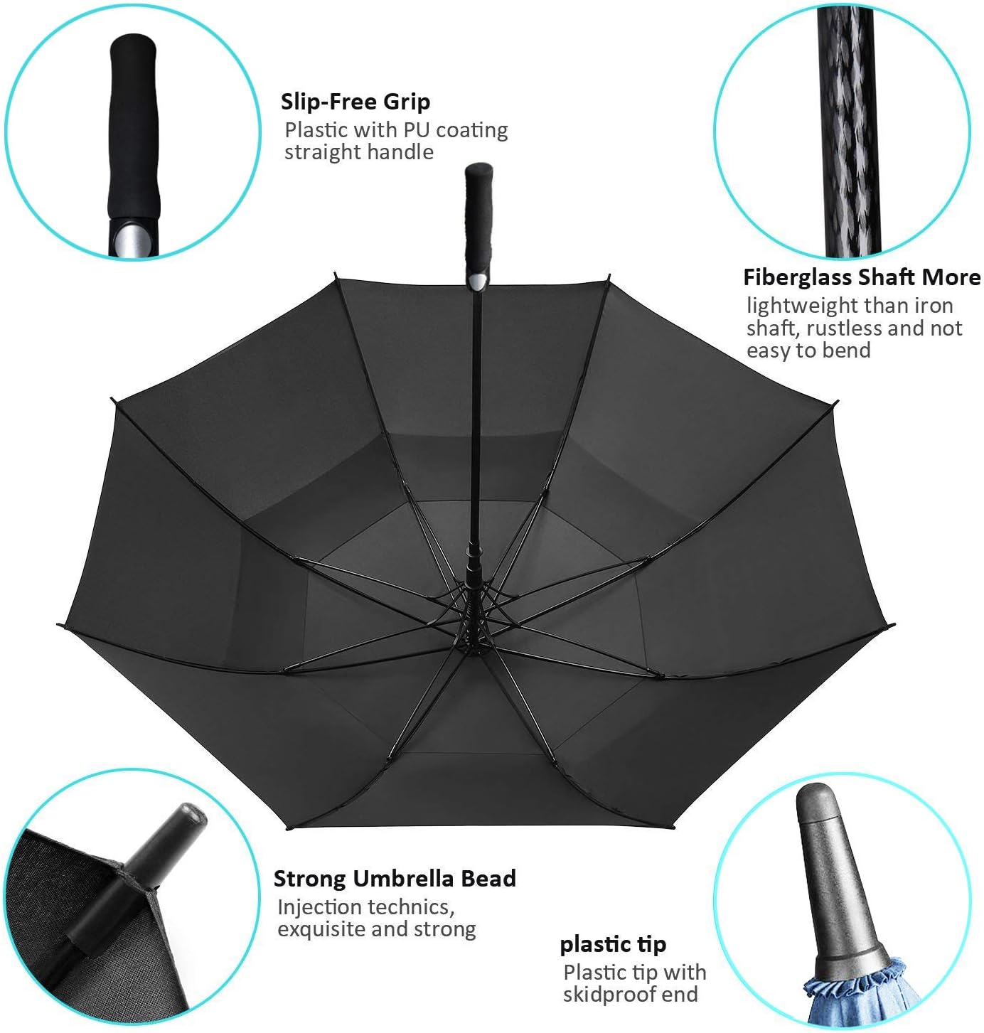review ABCCANOPY 62/68 Inch Large Golf Umbrella, Automatic Open Golf Umbrella, Double Canopy Oversize Umbrall For Man or Family Vented Windproof Waterproof Umbrella UPF 50+ Blocking UV 99.98%