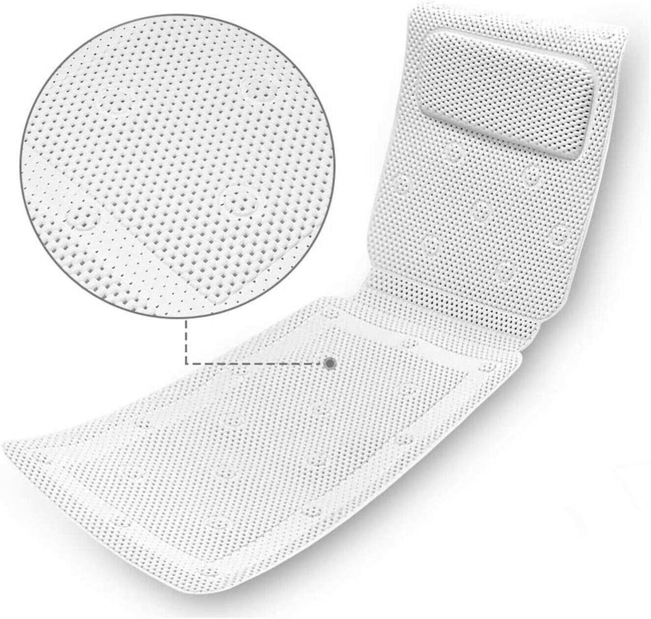 Home Flair White Bath Mat With Built In Bath Pillow Non Slip Bath