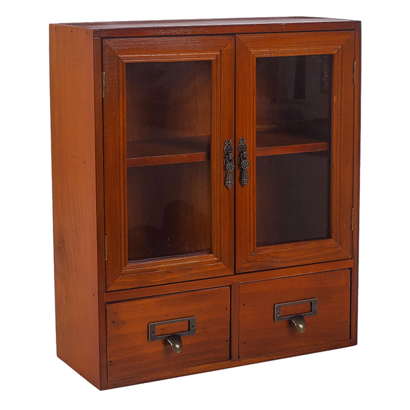 Mobestech Wohnzimmer Vitrine mit Glastüren und doppelter Tür, Apothekerregal aus Holz für Küchenorganisation und Aufbewahrung
