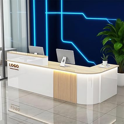 Reception Desk with Counterr, Lockable Drawers and Storage,Shopping Mall Office Cashier Receptionist Desk for Receptionists in Offices, Retail Stores, Lobbies, Shops