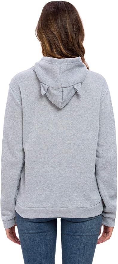 This hoodie is made of high-quality fabric, ensuring durability and comfort for everyday wear. The loose fit and soft material make it easy to layer over your favorite tops or wear on its own. The cat ear design on the hood adds a unique and charming element to the sweatshirt, making it a fun and trendy choice for casual wear.