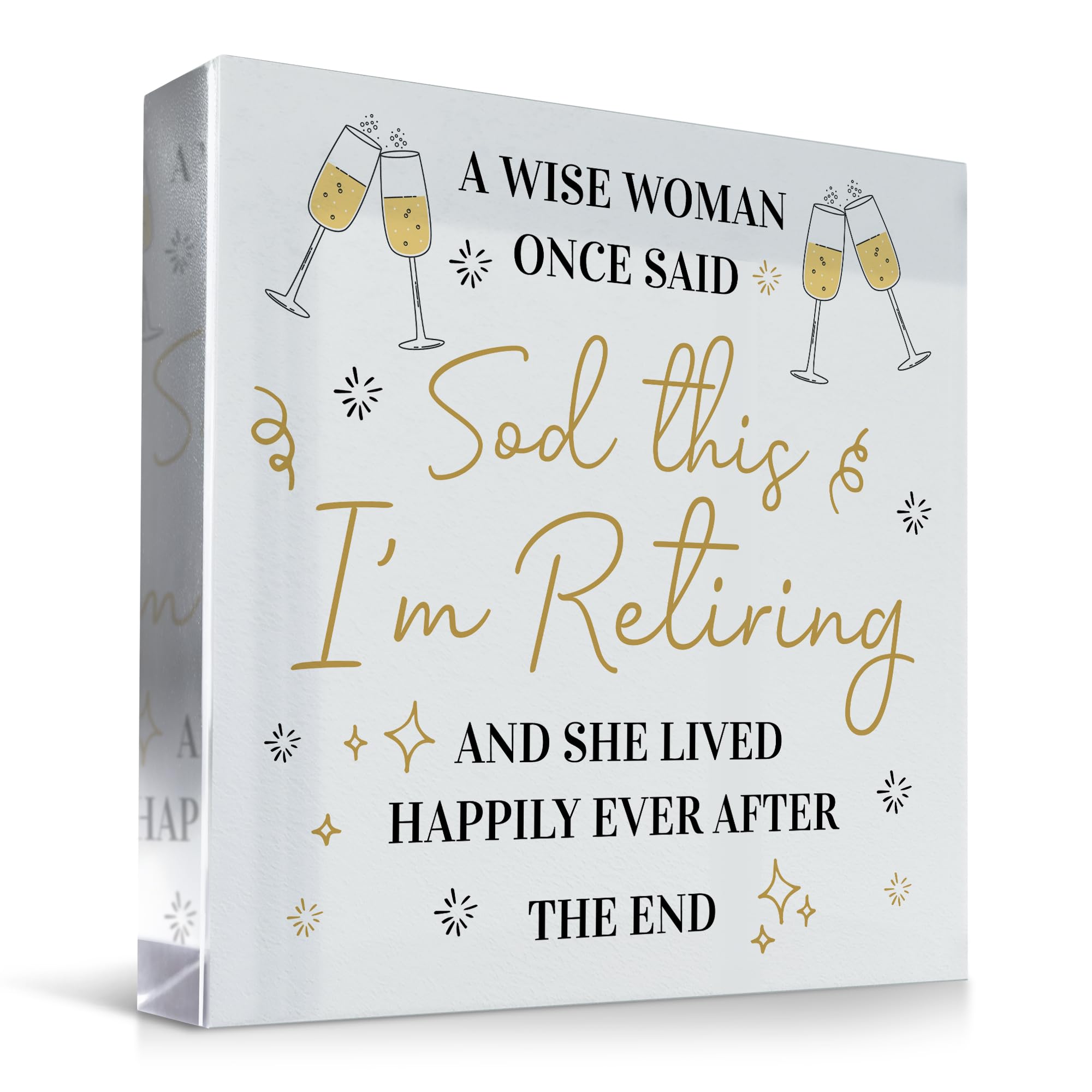 Red Ocean Funny Retirement Acrylic Block Plaque for Woman, A Wise Woman Once Said I'm Retiring Keepsake Gift, Happy Retirement Gift for Colleague Friend or Coworker