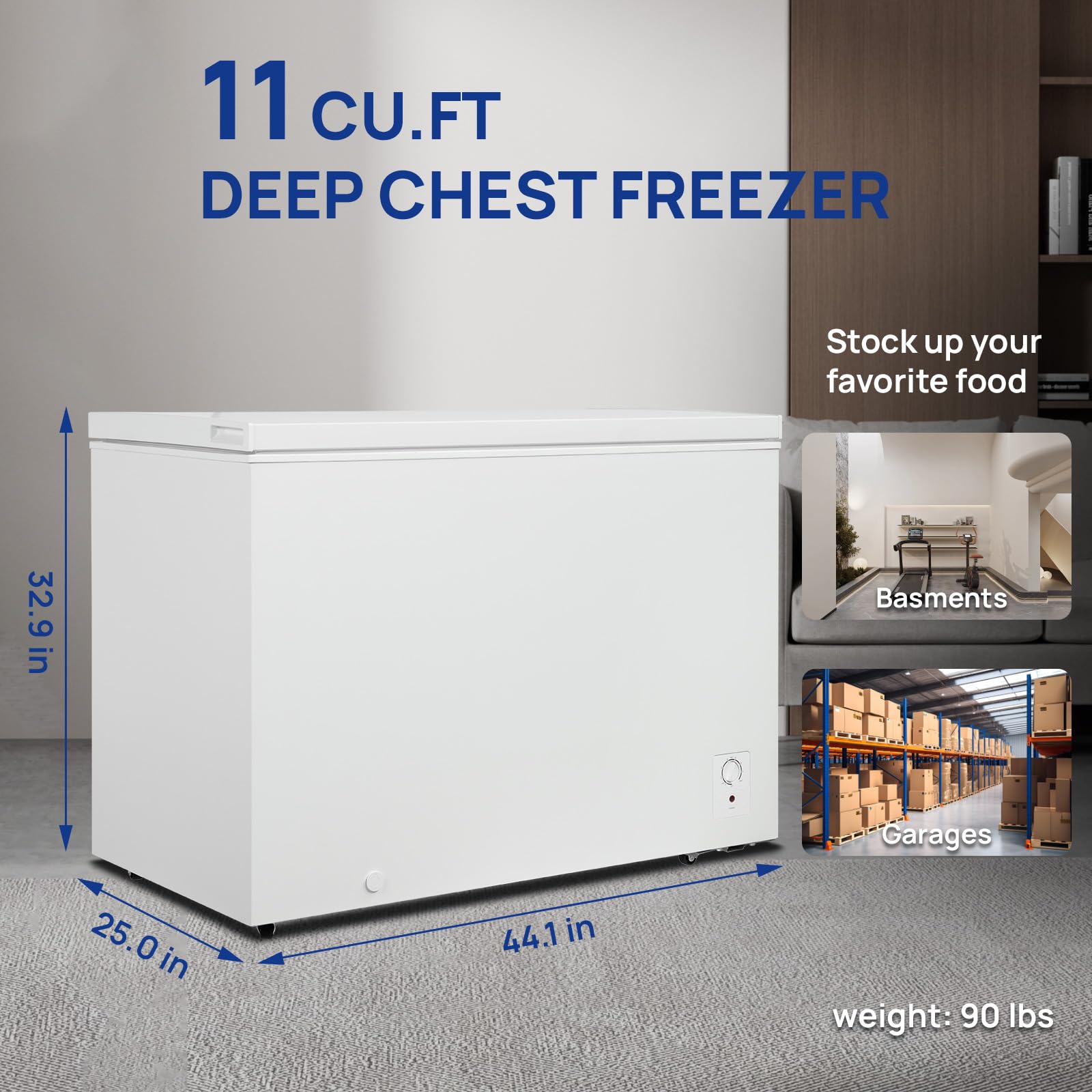Amazon.com: Chest Freezer 11 Cu.Ft, Deep Freezer, Freestanding Top