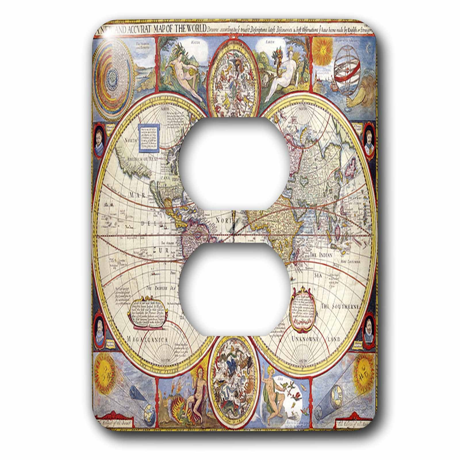 Carte du monde 1626 impression 3dRose LSP_205043_6 double prise multicolore