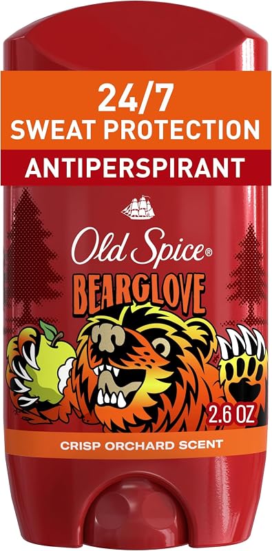 Desodorante Old Spice Bearglove com fragrância de maçã, cítricos e especiarias, 2,6 oz, Pacote com 12