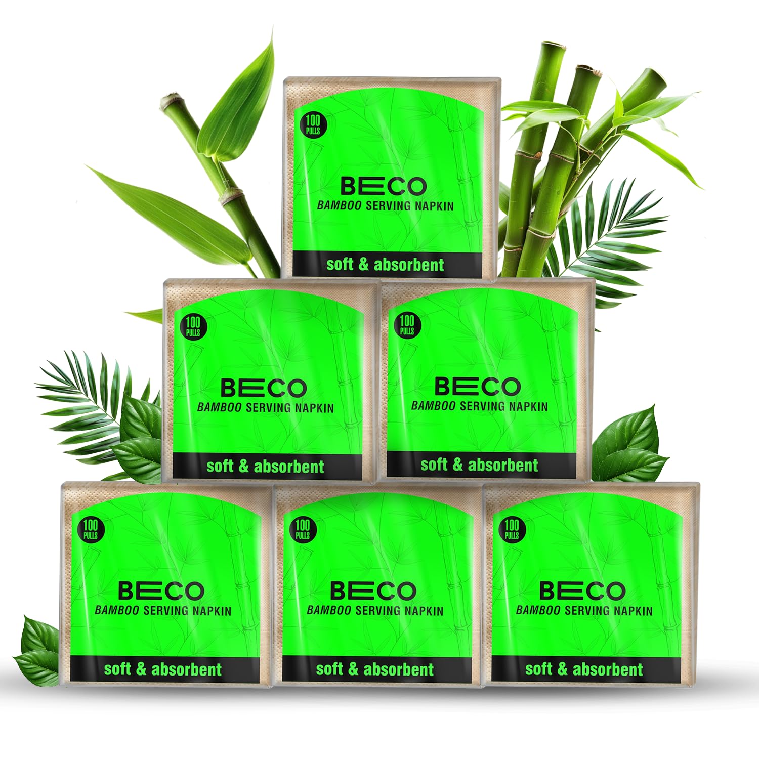 Beco Bamboo Serving Napkins, 600 Pulls, 1 Ply, Ecofriendly Tissue Papers, 100 Pulls Each (pack of 6), Biodegradable Serving Napkins-image-28