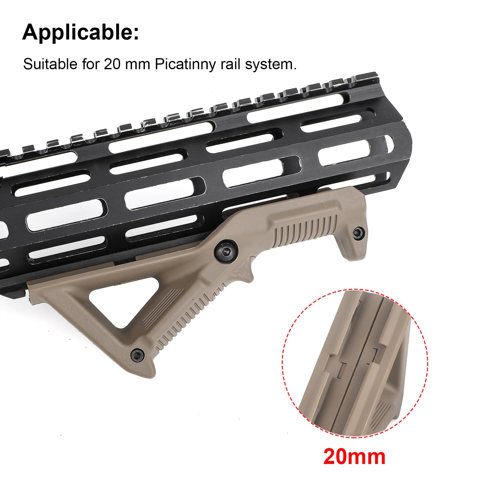 AFG1 Impugnatura Anteriore Angolata,Impugnatura Frontale Triangolare in Nylon per Impugnatura Angolata del Sistema Picatinny Rail da 20 mm