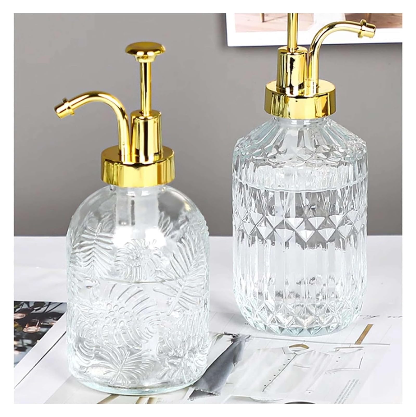 Dispenser di sapone, Dispenser di sapone da bagno, Bottiglia dispenser for lavaggio a mano Dispenser di sapone in vetro Premium, Dispenser di sapone liquido ricaricabile, Bottiglia di vetro antiscivol
