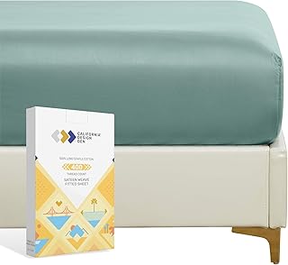 Twin XL Fitted Bed Sheets Soft, 100% Cotton, 400 Sateen, No Pop-Off Elastic, Deep Pocket, Durable Kids Fitted Sheet with Head & Foot Tags (Twin XL, Sage Green)