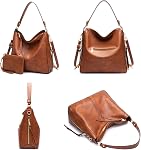 Hobo Bags for Women Handbags Purse Ladies Boho Shoulder Bag Large Crossbody Purses Designer Vegan Leather Brown with Wallet