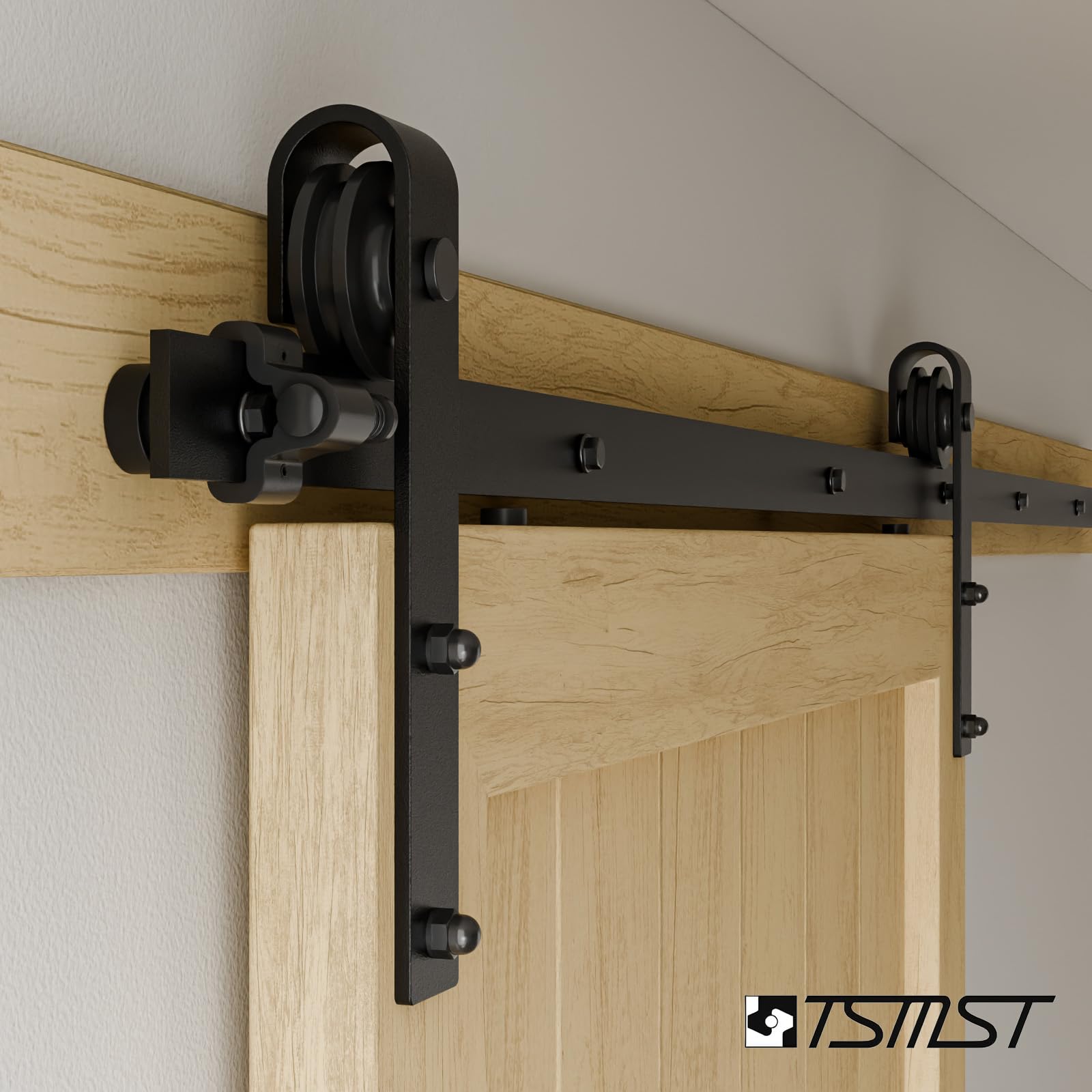 TSMST 173cm/5.5FT Quincaillerie Kit de Rail pour Porte Coulissante Porte de Grange, Kit de Rail de Porte de Grange,forme de J