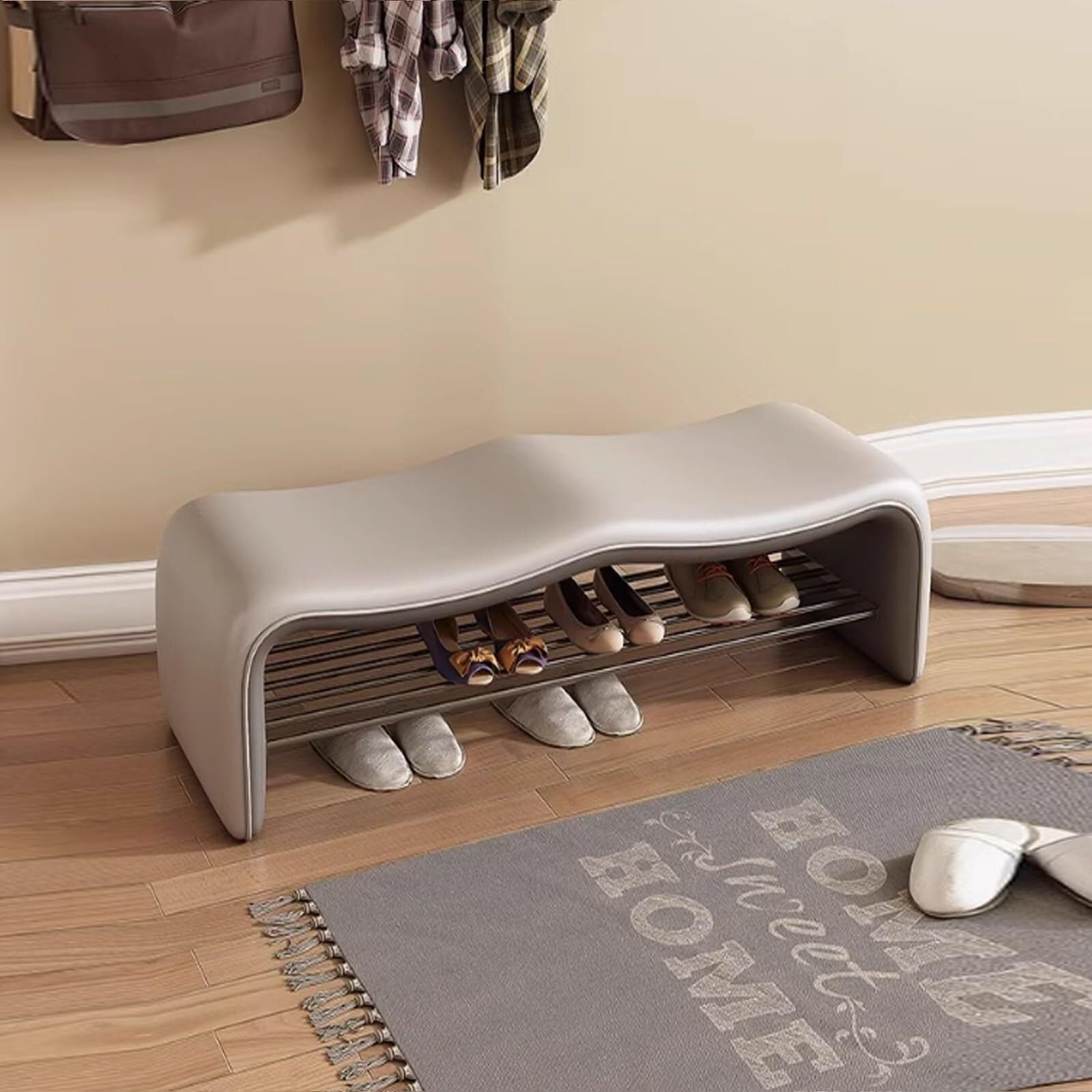 Banc à chaussures d'entrée pour optimiser les petits couloirs