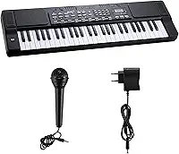 Teclado Musical Eletrônico Queen's 54 Teclas com Microfone, 200 Timbres, 200 Ritmos, Gravação, Modos Learn, Display LED, Iniciantes e Intermediários